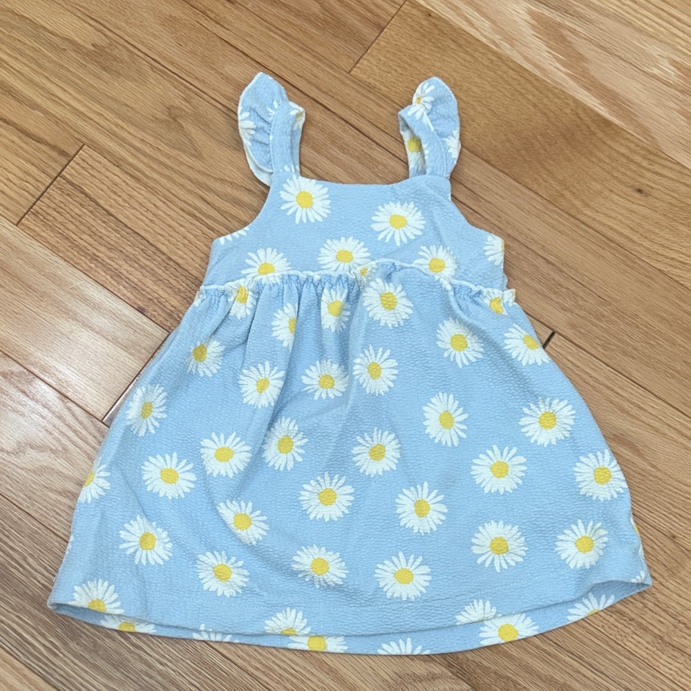 Zara Light Blue Daisy Print Kids Dress